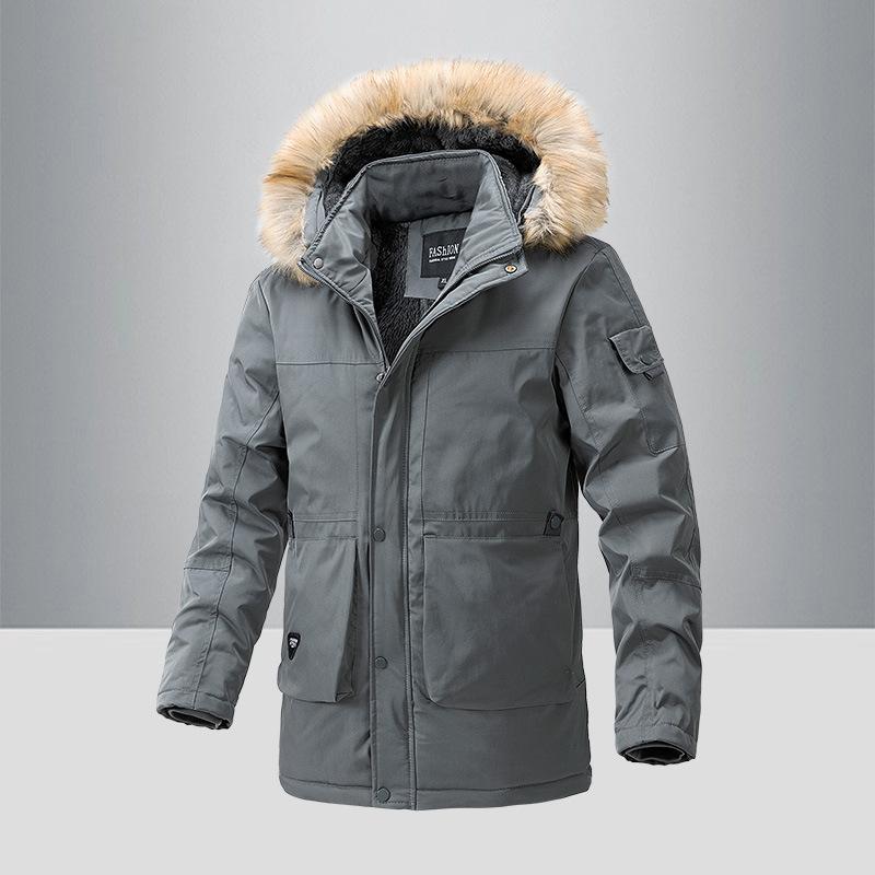 New Winter Waterproof Cotton Coat, Removable Hooded Cotton Coat, Men's Mid-length Thickened Cotton Jacket, Men's Jacket