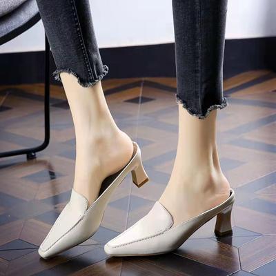 Lauko Avalynė Moterims Aukštakulniai Smailus Pirštas Basutės Šlepetės Moteriškos VIP Natūrali Oda Aukštos Kokybės Prabangos 2025 Mados Atsitiktinės