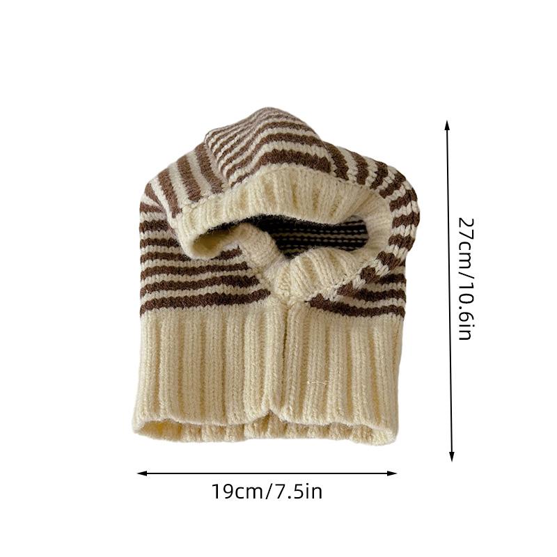 Winter Kids Scarf One-Piece Hat Fashion Striped Knit Ear Protection Hats Children Balaclava Headgear 1-6year Baby Hooded Beanie