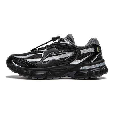 Li Ning Kids Fashion Trend Versatile Shock Absorption Low Top Casual Shoes Kids Sneaker Black Gray YKCU114-3