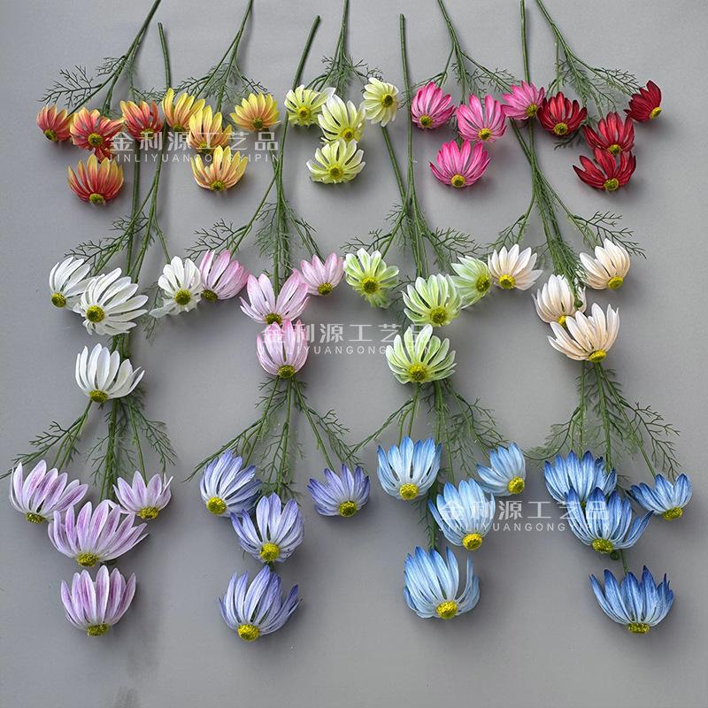 Artificial 4 Heads Echinacea Purpurea Flower Simulated Chrysanthemum Flower Branch for Wedding Party Floral Decoration 6 pieces