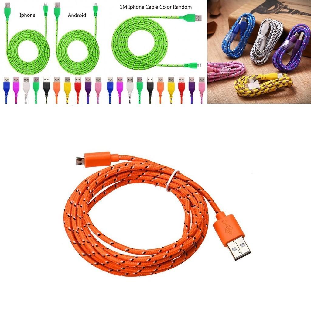 1m 3m 2m Nylon Braided Micro Usb Cable Charger For Android Iphone Phone Mobile