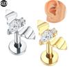 1PC Butterfly Bee Labret Piercings Cluster Crystal Tragus Earring Flat Cartilage Helix Stud Earrings Zircon Lip Piercing Jewelry
