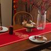 Christmas Table Runner With Woven Jacquard Snowman Deer Tassels Dining Holiday Decor