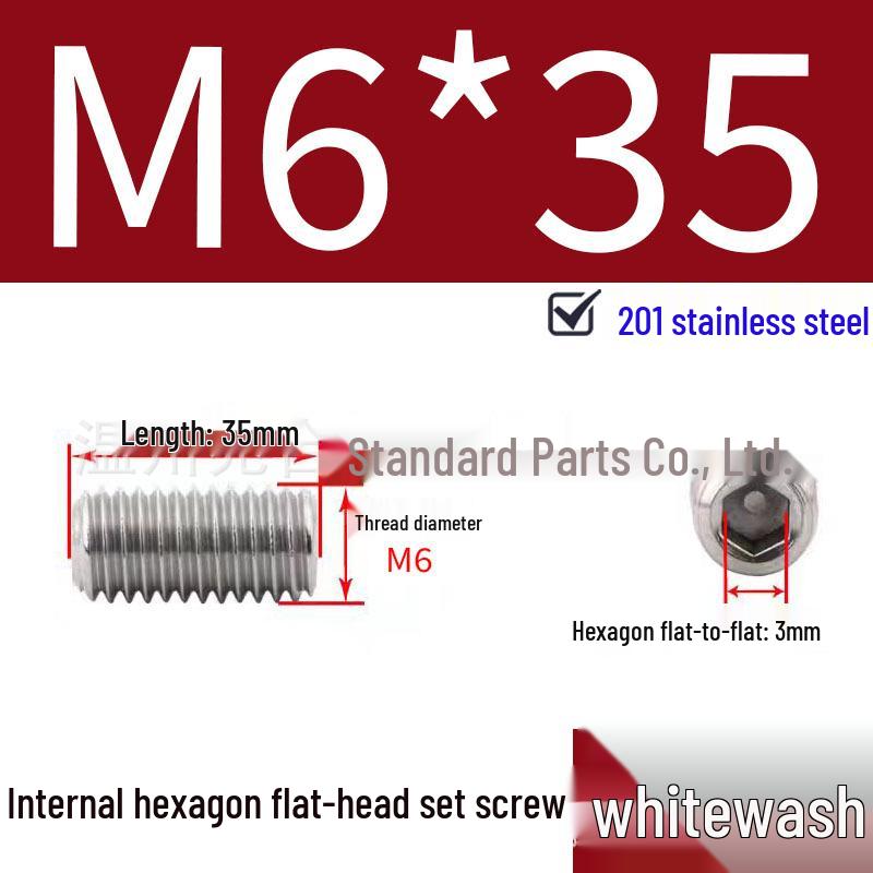201 Stainless Steel Headless Set Screw - Flat End Socket Screw