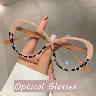 Occhiali da vista per occhiali da vista con design Cat Eye di grandi dimensioni Occhiali da vista da donna di lusso con montatura rotonda Occhiali da computer retrò con blocco della luce blu