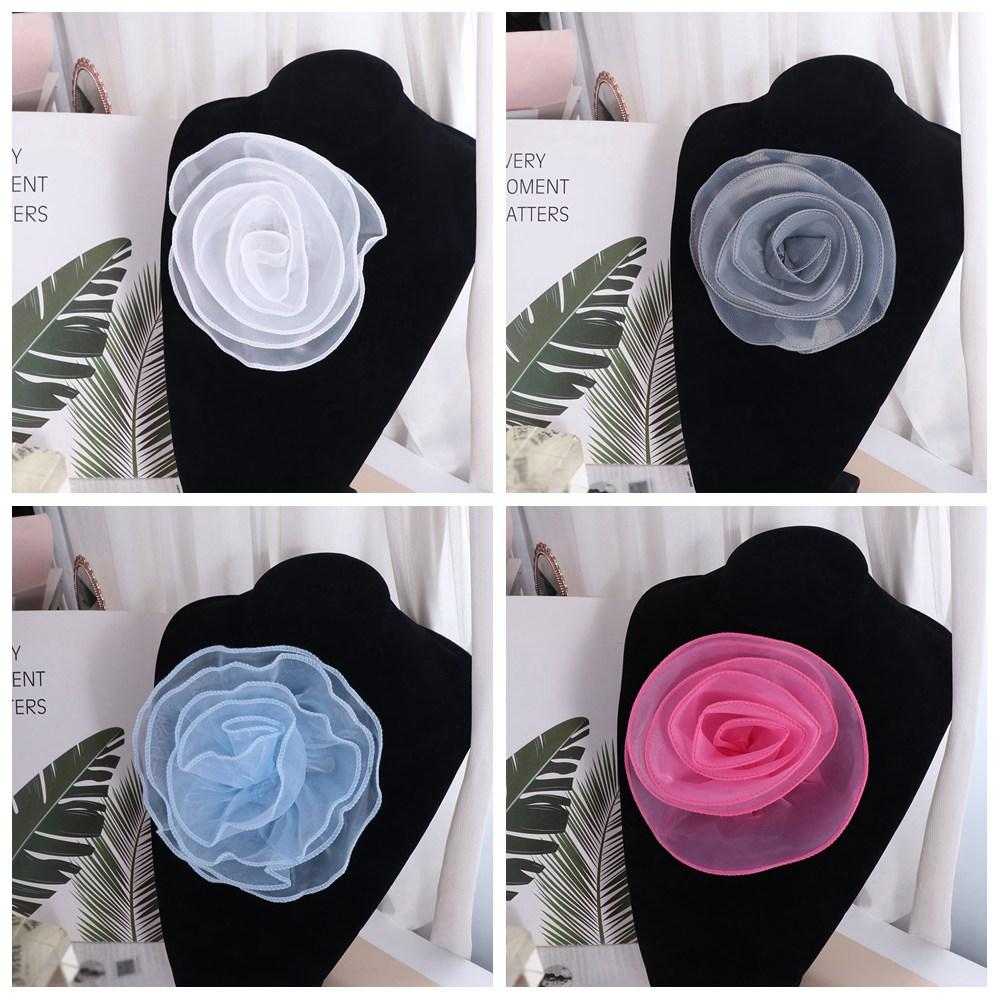 Chest Flower Clothing Patch 3D Clothes Appliques Wedding Dress Organza Large Flower Patch Sewing