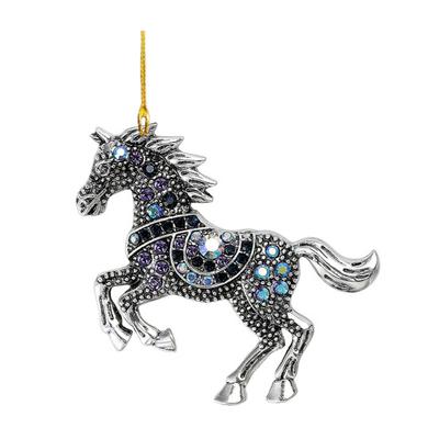 Horse Christmas Ornaments Sparkly Rhinestone Horse Car Rear View Mirror Charm 2D Flat Acrylic Auto Hanging Pendant Horse Lover Gifts for Women Men