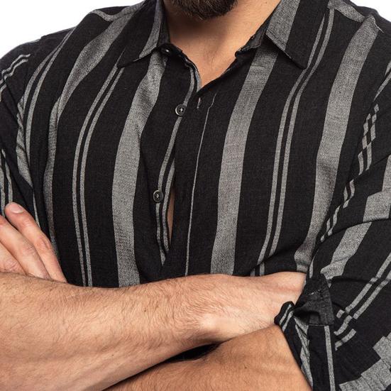 Skjorte for menn Stripete fargematchende turn-down krage Single-breasted cardigan Slim Fit Tynn Myk Pustende Langermet Streetwear Herre-topp