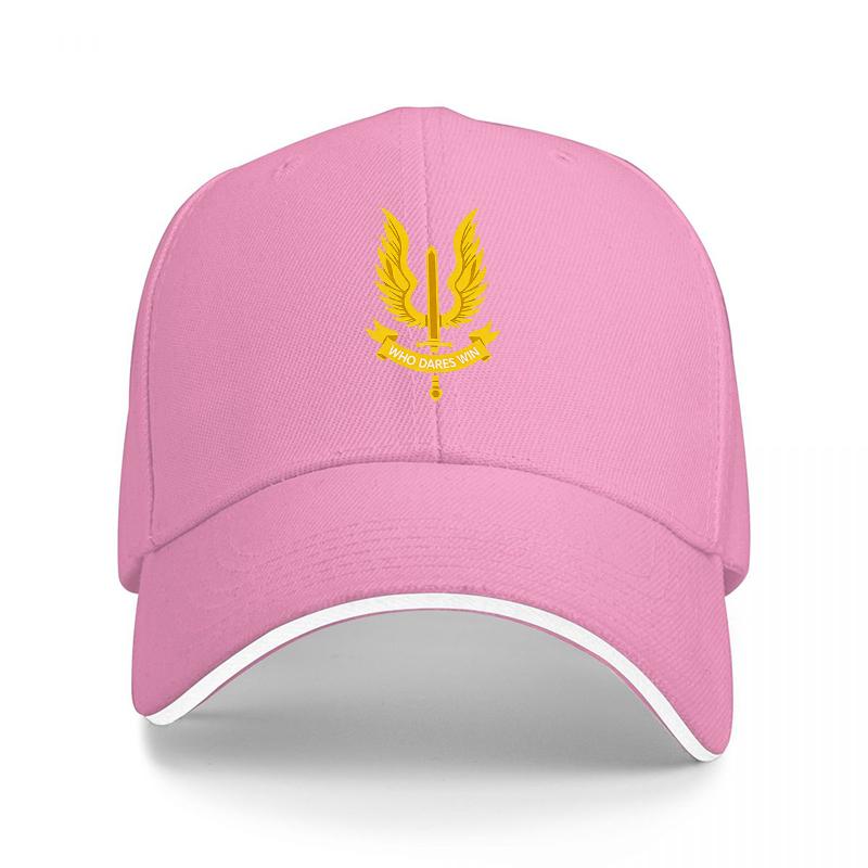 Golden Trident Wings Emblem Black Baseball Cap with White Trim Classic Fit Adjustable Hat for Unisex and Women