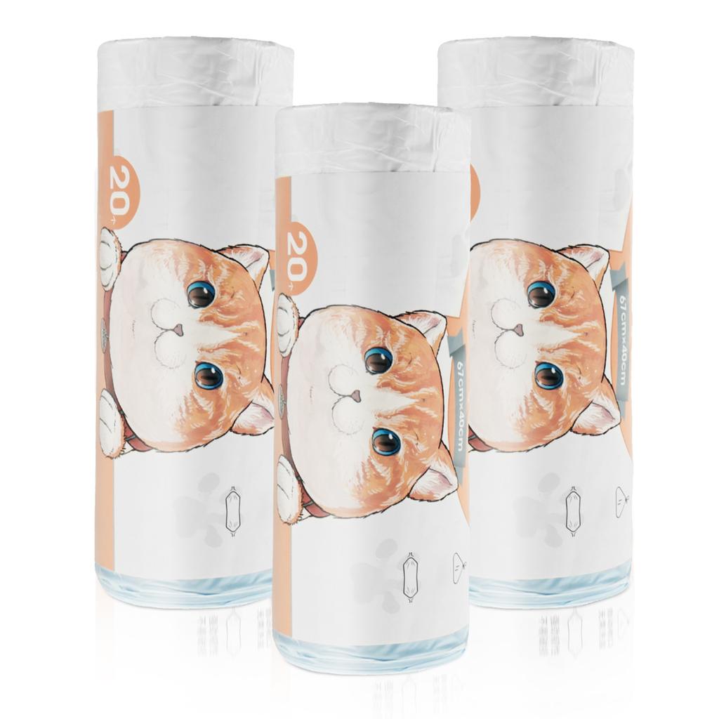 3 Rolls Cat Poop Bags Litter Box Extra Thick Large Drawstring Closure Heavy Duty Tear Resistant Pet Litter Box Clean Bags
