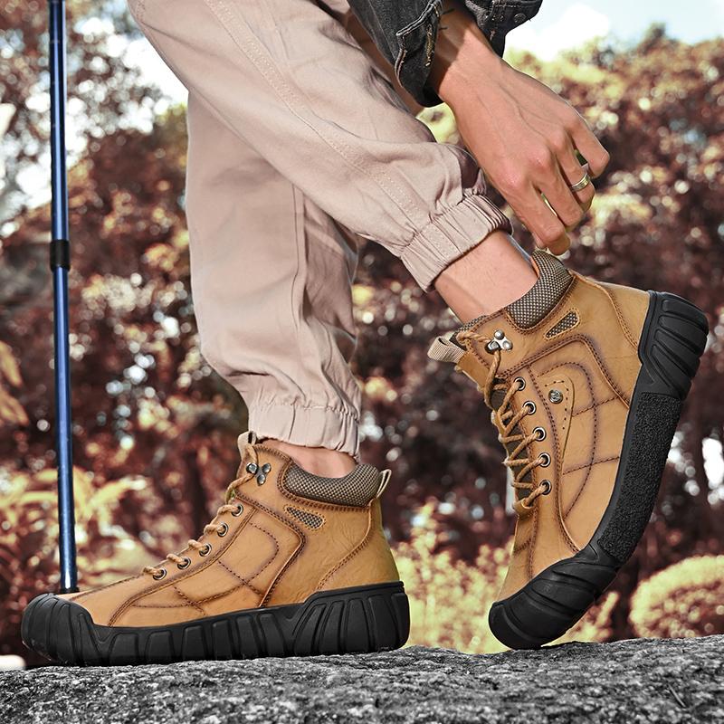 Herren High-Top Echtleder Outdoor Wanderschuhe Freizeitschuhe