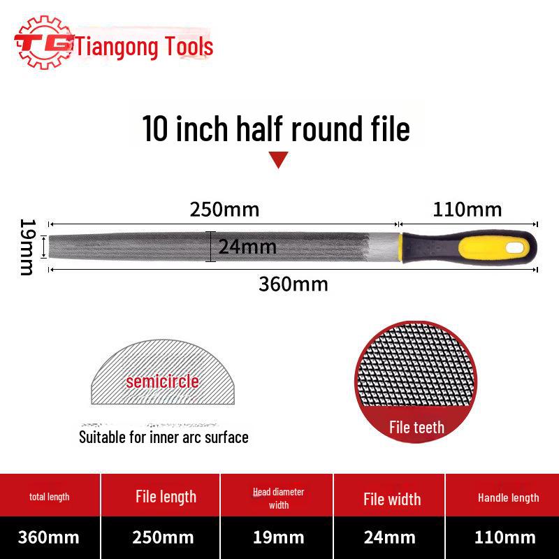 Tiangong High Carbon Steel Woodworking File Set: Triangular, Poking Knife, Round File for Benchwork and Grinding.