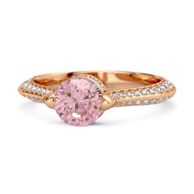 Pink Topaz Pavé Split Band Ring -925 Sterling Silver Rose Gold Vermeil