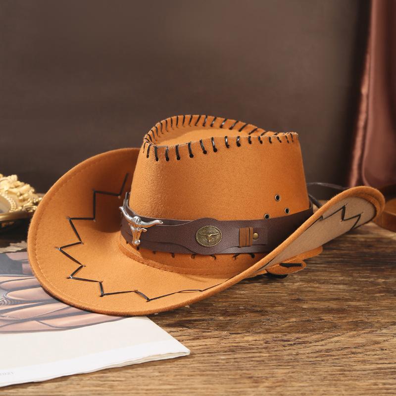 Popular Western Cowboy Hat Men's and Women's Spring and Summer Tourism Mountaineering Sun Hat Grassland Tibetan Big Eaves Jazz Hat