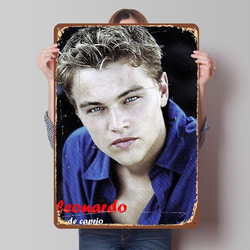 Leonardo Dicaprio Actor Printed Poster Customized Retro Wall Art Vintage Metal Tin Signs for Home Coffee Bar Accessories Decor