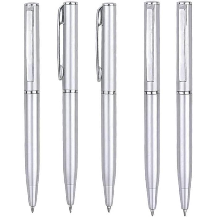 5 шт. Серебряные Маленькие Ручки Мини, Выдвижная Шариковая, Пишущая Ручка Короткие Ручки Ручка с Нержавеющей Сталью Наконечником с Медной Фурнитурой Шариковая Ручка Маленькая