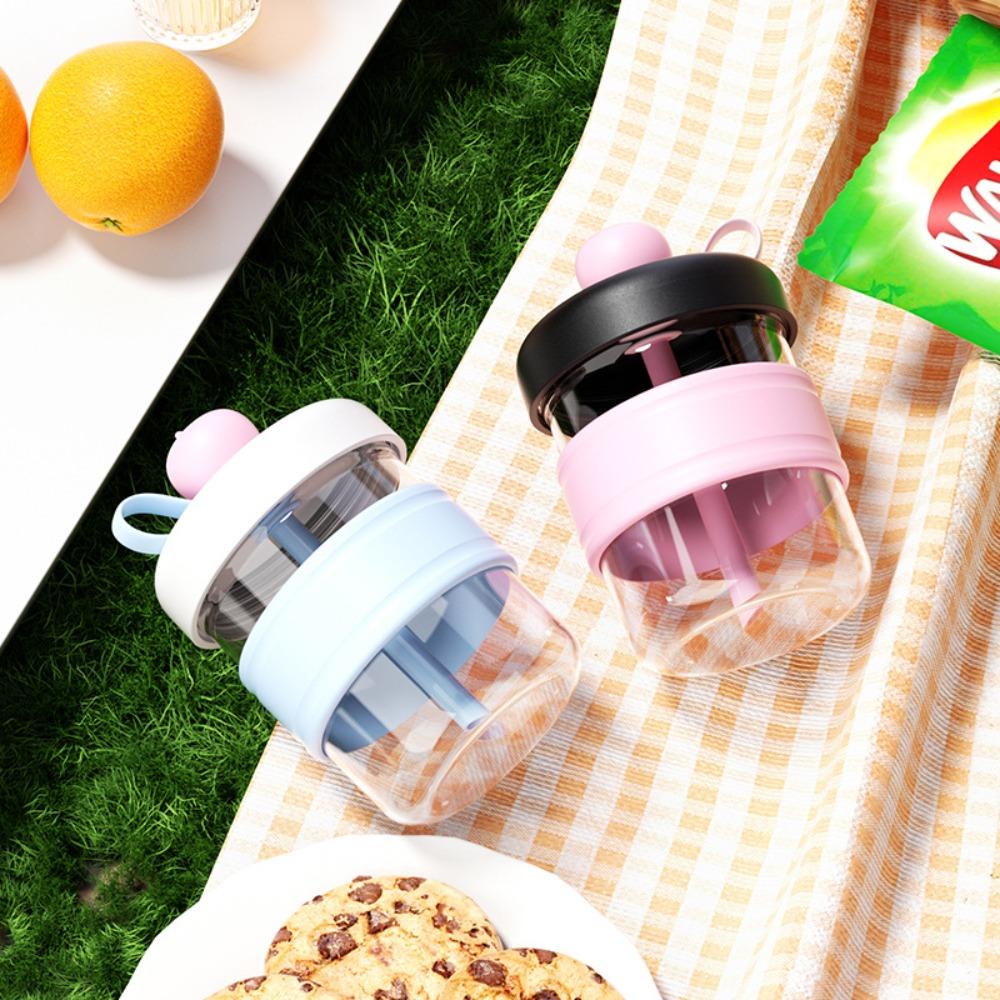 Leak-Proof Ice Coffee Cup Non-slip Cup Sleeve Straw Cup Portable Glass Water Bottle  Office