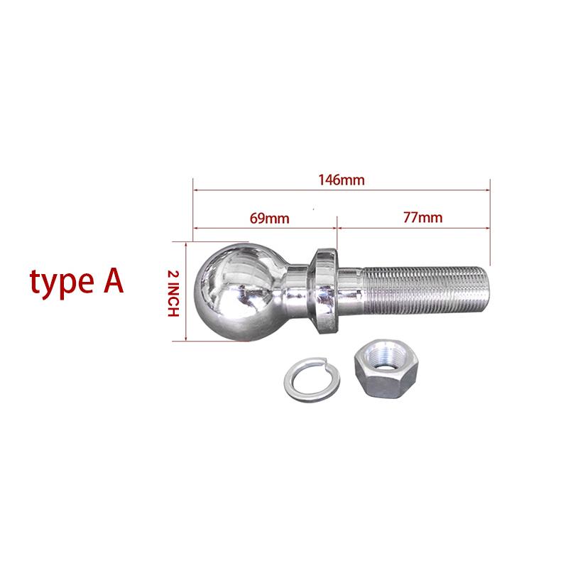 Special Lengthen Chrome Hitch Mount Tow Ball 50mm 2 INCH Shank Dia Coupling Trailer Parts RV Camper Caravan Accessories Type A