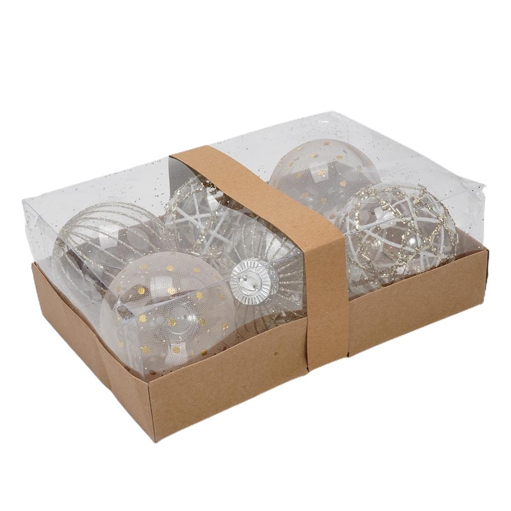 Zestaw 6 bombek choinkowych o średnicy 8 cm do dekoracji świątecznych i weselnych