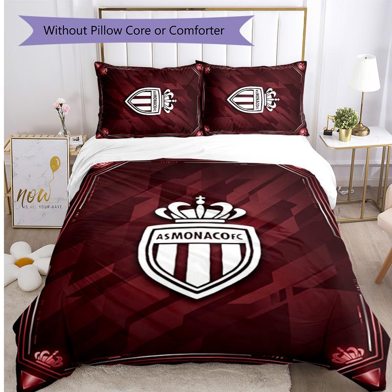 Monaco FC Printed 3PCS Bedding Set Breathable Duvet Cover with Pillowcases Decorative Bed Linen for Bedroom Home