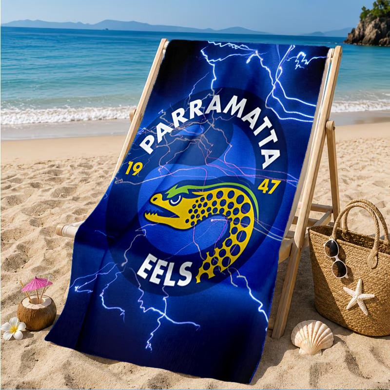 Parramatta Eels Team Crest Beach Towel, Quick-drying, Easy To Care For, Suitable for Both Fitness and Beach Vacations,Sports Essential