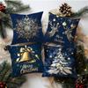 Christmas Themed Pillowcases: Snowflake, Deer, Bell & Christmas Tree Designs Sofa Room Cushion Cover Home Decoration Gift