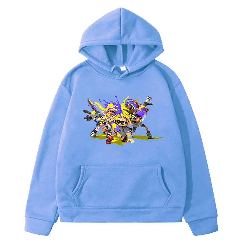 Splatoon 3 Game Cartoon Hoodies Sudaderas Long Sleeve Boys Girls Winter Sweatshirts Hooded Soft Children Kawaii Clothing Casual pullover