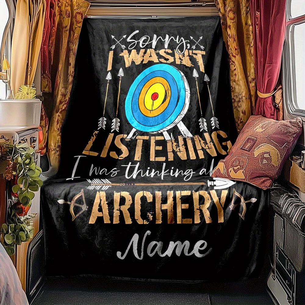 Archery Target With Arrows And Crossbows Blanket Personalized Name Soft Comfortable Stylish Blanket Car Blanket Perfect For Travel Camping Outdoor