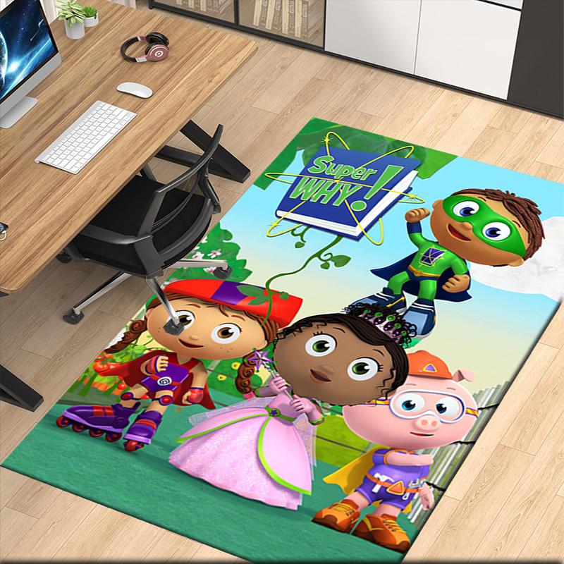 Super Why Printed Carpet, for Office Chair Living Room Bedroom Kitchen Room Decor Gifts.