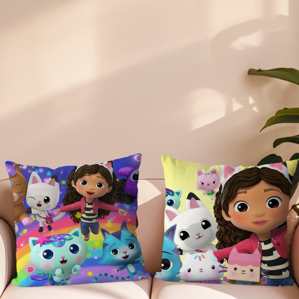 Cartoon G-Gabbys Lovely D-Dollhouse Pillow Case Sofa Living Room Headboard Bedroom Backrest Cushion Square Cushion Nap Time