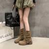Autumn New Fashion Boots Women's Shoes Medium Tube Milk Fiber (milk Silk) Suede Cloth Rivet Autumn