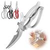 Safety Lock Scissors Heavy-Duty Kitchen Shears, Stainless Steel Poultry for Chicken Fish Ribs, Multi-purpose 6-in-1 Tool with Bottle Opener,