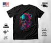 Colorful Skull Neon Graphic T-Shirt Black Unisex S-2XL