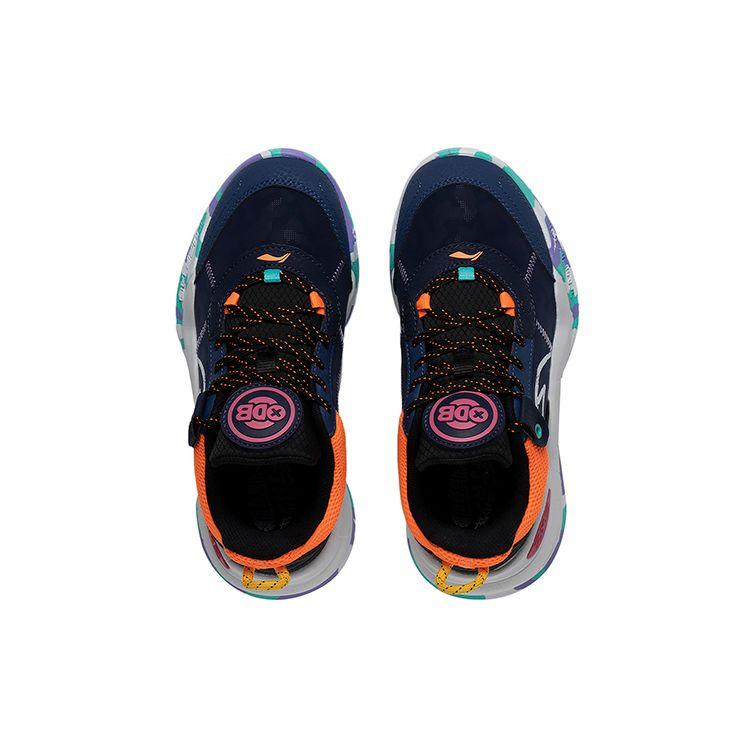 Li Ning Youth  Kids Durable Non-Slip Rebound Low-Top Basketball Shoes Kids basketball shoes Blue Orange YKBS092-1