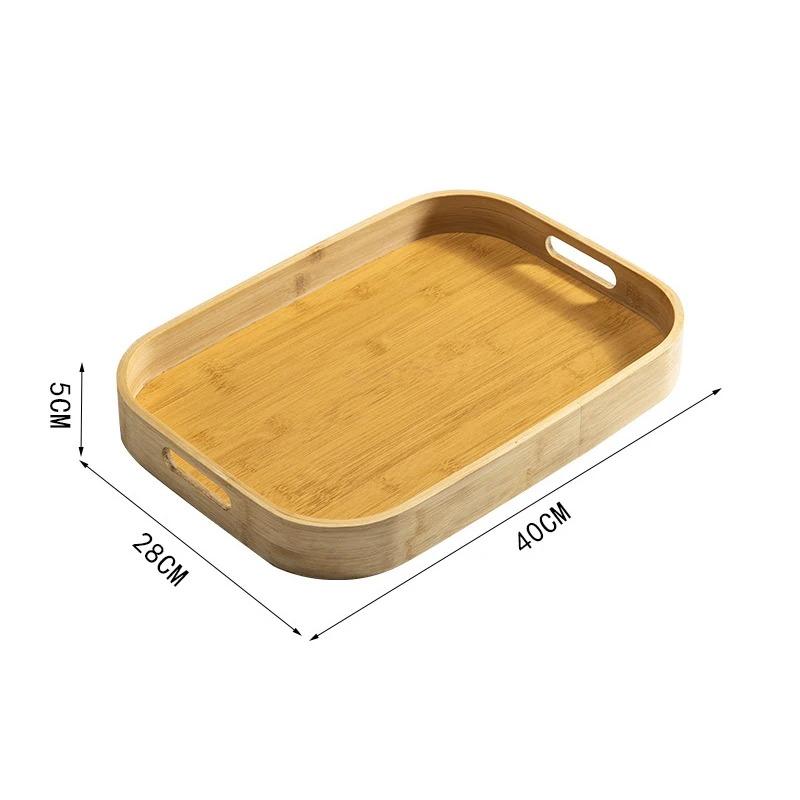 Bamboo Rectangular Round Tea Tray Simple Wooden Storage Trays Hotel Home Breakfast Dessert Food Serving Tray Kitchen Supplies