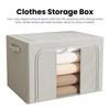66L 50 X 40 X 33CM Oxford Fabric Storage Box with Window Foldable Organizer for Clothes Toys Books
