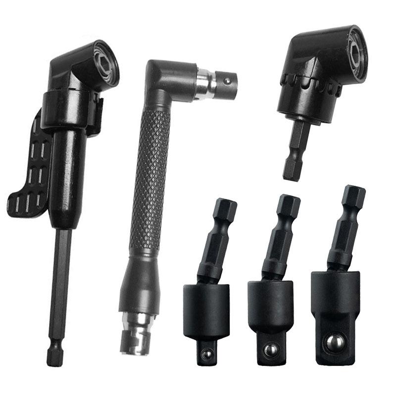 

6pcs Power Drill Socket Adapter Set with 360° Rotatable Hex Shank Impact Driver Socket Adapters , 105° Right Angle Screwdriver