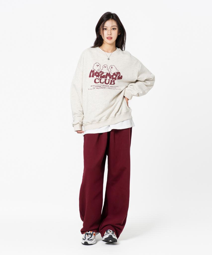 MOZMOZ Ghost Cloud Graphic Oversized Sweatshirt Oatmeal