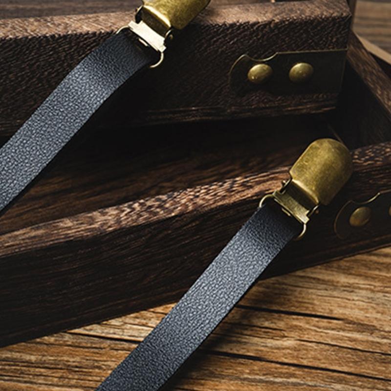 Old Fashion PU Suspenders Belt With 4 Strong Metal Clasp and Y Shape Design For Men Women And Teens Formal Occasion