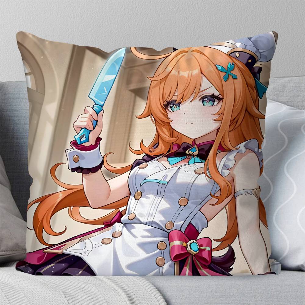 Game Genshin Impact Escoffier Pillow Case Square Pillow Bedroom Sofa Leisure Comfort Cushion Car Living Room Home Decoration