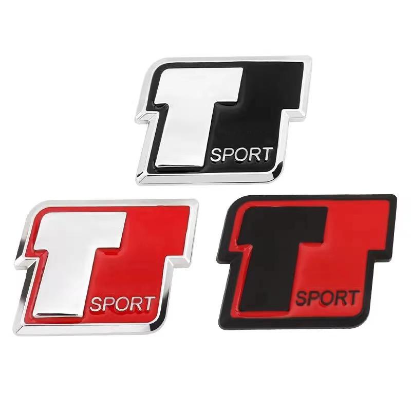 Metall Bil T Sport Logo Bagasjelokk Karosserimerke Emblem Dekaler Klistremerke For 8-6 P-rado C-HR S-UPRA C-orolla Prius Y-ARiS Hilux C-amry R-AV4