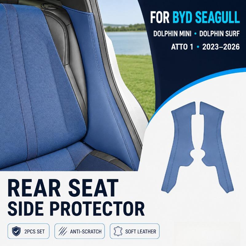 For BYD Seagull Dolphin Mini Dolphin Surf Atto 1 2023-2026 Rear Seat Side Leather Protector Pads Anti-Scratch Trim Covers 2PCS