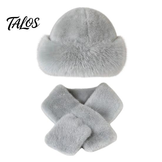 Warm Winter Accessories for Women Imitation Mink Fur Hat And Scarf Set, Soft Fluffy Solid Coordinated Outfit Set Color Outfits, Comfortable
