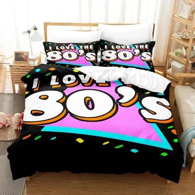 TV-Serie Ich liebe die 80er Logo Bettwäscheset Bettbezug Weicher Steppdeckenbezug Kissenbezug Bettdecke King Queen Size Für Jungen Erwachsenengröße