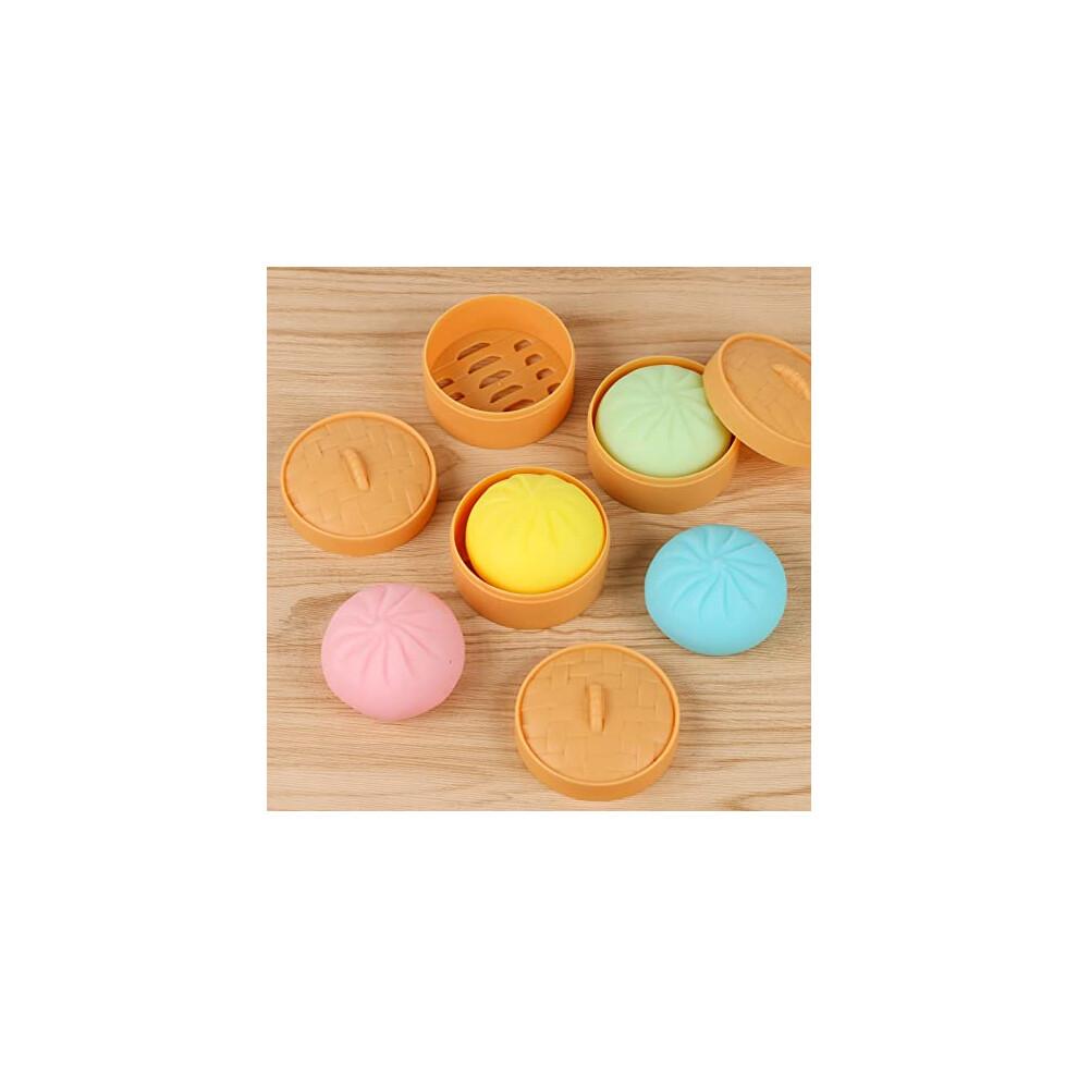 4 BUCĂȚI Biluțe Colorate de Aluat Squishy pentru Stres Jucărie Senzorială Fidget, Mingi de Aluat Stors Jucărie de Mână pentru Ameliorarea Stresului, Bun Anti-Anxietate cu Aburitor de Alimente Elastic