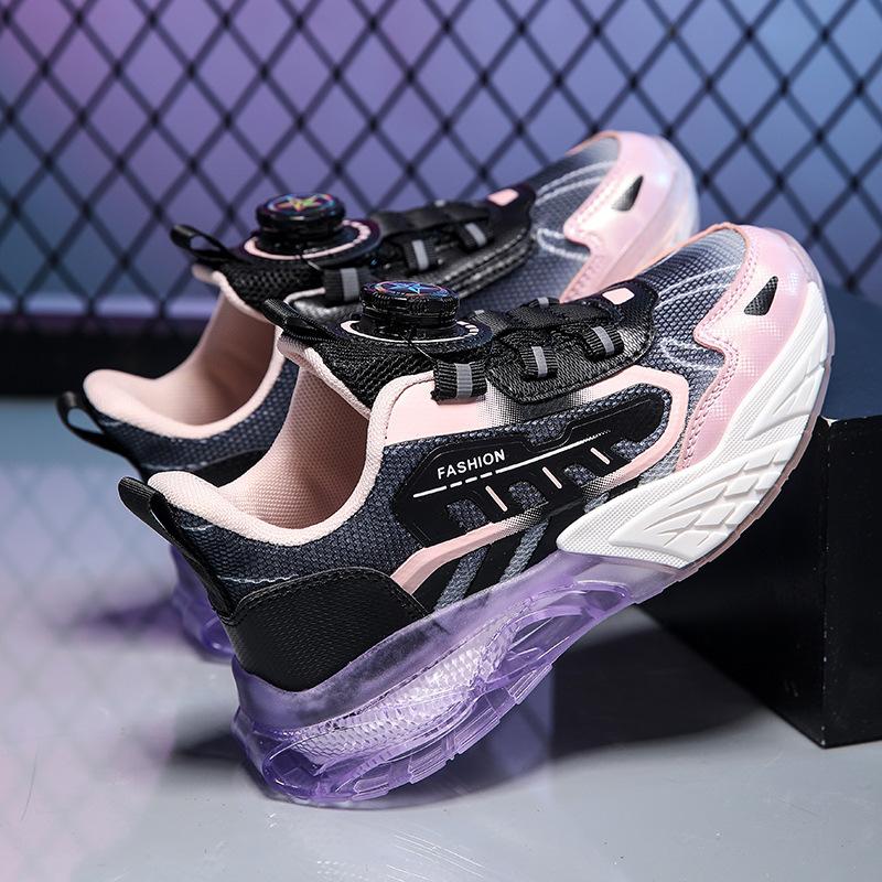 Boys' shoes spring and autumn new children's sports double mesh breathable soft sole non-slip children's running shoes buttons