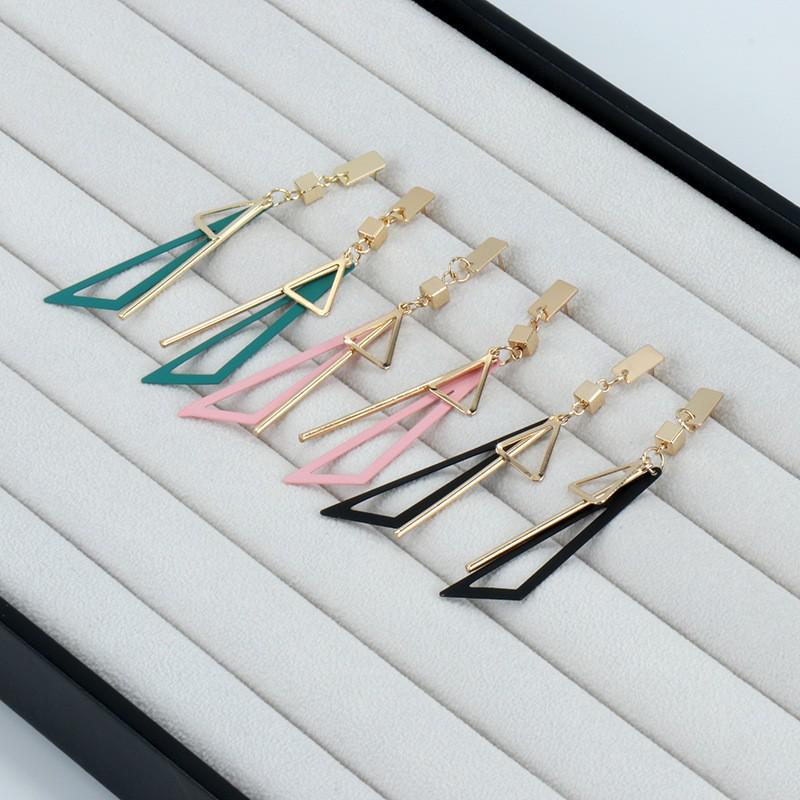 Korean Geometric Triangle Tassel Earrings: Trendy Niche Design