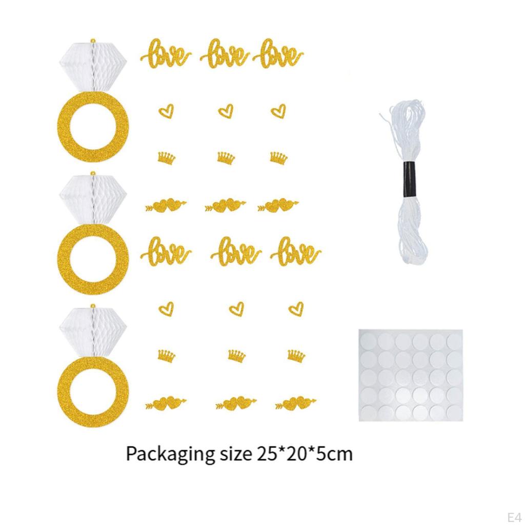 Honeycomb Diamond Banner Hanging Ornament Engagement Party Decoration for Proposal Supplies