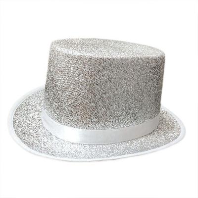 Fashionable Wide Brim Jazz Hat Solid Color Magician Costume Glitter Top Hat Headwear Multicolor Top Hat Holiday